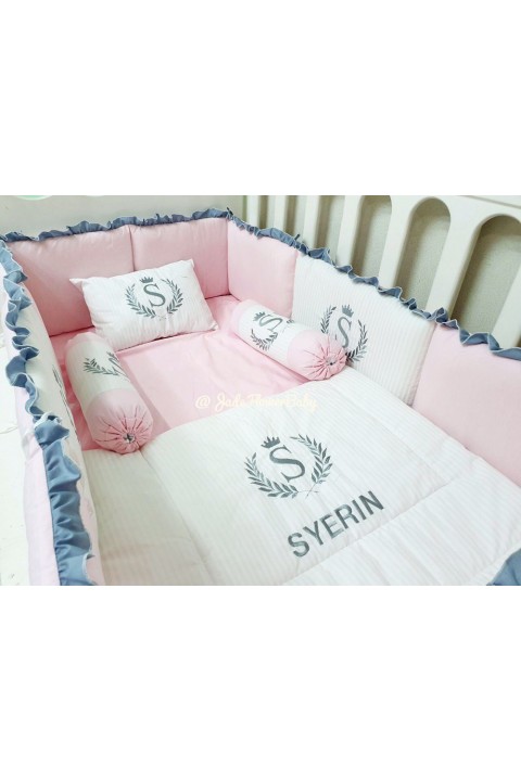 Bumper Set Bayi - Pink dan Abu - Syerin Edition